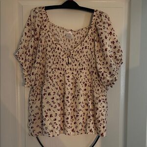 No boundaries Cream and Maroon Floral Blouse